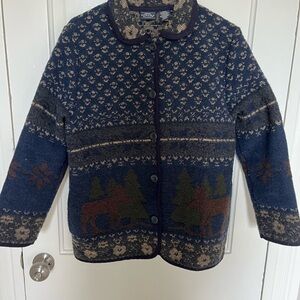 Sonoma Navy and Tan Patterned Cardigan